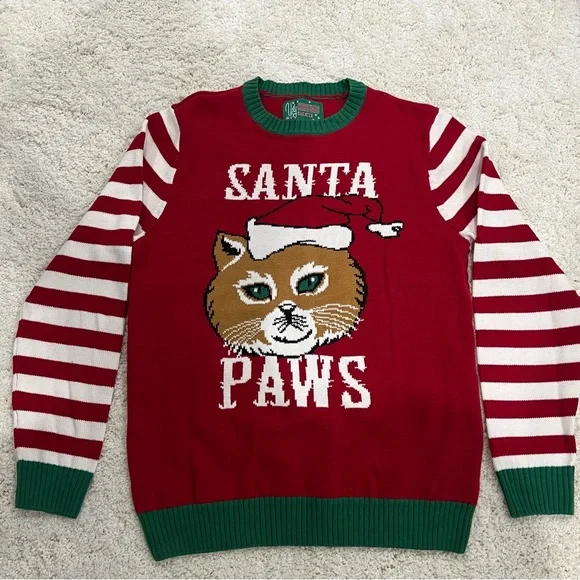 Ugly Christmas Sweater, Santa Paws in Size Large - Picture 1 of 4